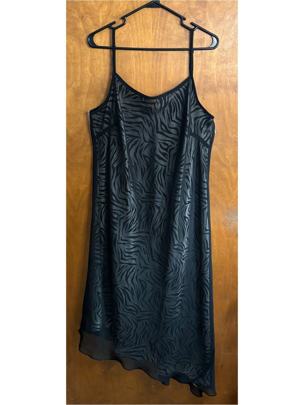 Vintage Black Zebra Print Mesh Asymmetrical Maxi Dress 90s Y2K Goth Witchy Pinup
